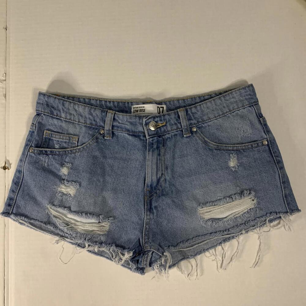 low rise distressed mini shorts